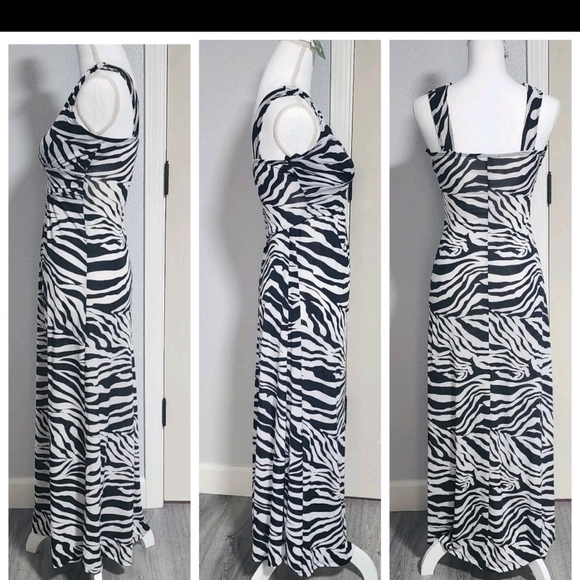 Star Vixen Black and White Zebra Maxi Dress - Picture 2 of 3